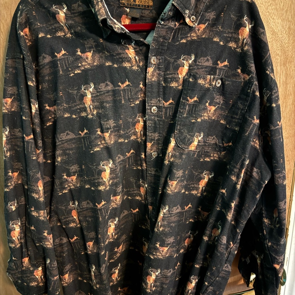 Canyon Guide Black and Orange deer/buck Flannel Shirt